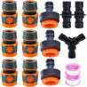 12 Pcs Embout Tuyau Arrosage FORMVERSITY, 1/2 Plastique Raccord Tuyau d'Arrosage 3/4 Raccord Rapide Tuyau Arrosage, Adaptateurs 