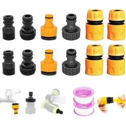12 Pièces Plastique Adaptateur Tuyau Arrosage Kits de Raccordement 1 Pouce 1/2 Pouce 3/4 Pouce, FORMVERSITY Nez de Robinet Embou