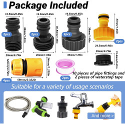 12 Pièces Plastique Adaptateur Tuyau Arrosage Kits de Raccordement 1 Pouce 1/2 Pouce 3/4 Pouce, FORMVERSITY Nez de Robinet Embou