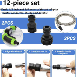 12 Pièces Plastique Adaptateur Tuyau Arrosage Kits de Raccordement 1 Pouce 1/2 Pouce 3/4 Pouce, FORMVERSITY Nez de Robinet Embou
