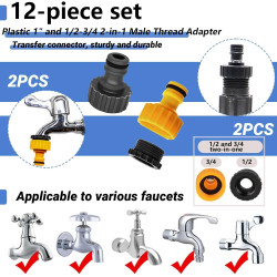 12 Pièces Plastique Adaptateur Tuyau Arrosage Kits de Raccordement 1 Pouce 1/2 Pouce 3/4 Pouce, FORMVERSITY Nez de Robinet Embou