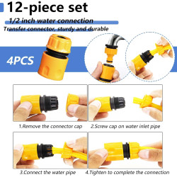 12 Pièces Plastique Adaptateur Tuyau Arrosage Kits de Raccordement 1 Pouce 1/2 Pouce 3/4 Pouce, FORMVERSITY Nez de Robinet Embou