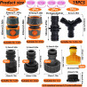 19 Pièces Raccord Tuyau d'Arrosage, 1/2 Plastique Connecteur Tuyau Arrosage 3/4 Adaptateur Robinet Tuyau Arrosage, 15/21 et 20/2