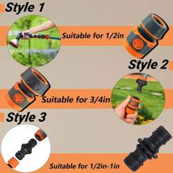 19 Pièces Raccord Tuyau d'Arrosage, 1/2 Plastique Connecteur Tuyau Arrosage 3/4 Adaptateur Robinet Tuyau Arrosage, 15/21 et 20/2