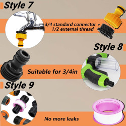 19 Pièces Raccord Tuyau d'Arrosage, 1/2 Plastique Connecteur Tuyau Arrosage 3/4 Adaptateur Robinet Tuyau Arrosage, 15/21 et 20/2