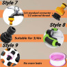 19 Pièces Raccord Tuyau d'Arrosage, 1/2 Plastique Connecteur Tuyau Arrosage 3/4 Adaptateur Robinet Tuyau Arrosage, 15/21 et 20/2