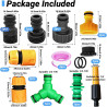20 Pièces Raccord Tuyau d'Arrosage, Raccord Tuyau Arrosage 1/2 3/4 1 in, Raccord Rapide Tuyau Arrosage 1/2 Raccord en Y pour Tuy