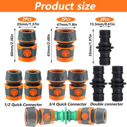 6 Pièces Connecteur Tuyau Arrosage, Raccord Tuyau d'Arrosage 19mm 25 mm, 1/2 in Raccord Rapide Tuyau Arrosage 3/4 in Adaptateur 