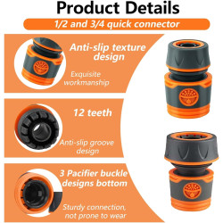 9 Pièces Raccord Robinet Tuyau Arrosage, 1/2 Embout Tuyau Arrosage 3/8 Raccord Tuyau d'Arrosage Robinet, 3/4 Kit de Réparation d