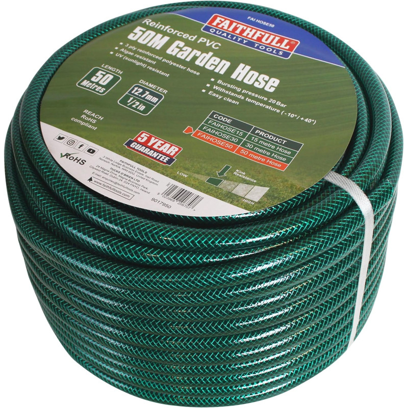 Tuyau renforcé Faithfull 50m Ø12,7mm PVC