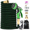 Tuyau d’Arrosage Extensible 15m, Tuyau Flexible Haute Pression avec Pistolet 10 Jets, Raccords Universels 1/2" et 3/4", Anti-Fui