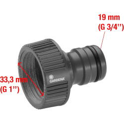 GARDENA Nez de Robinet Grand Débit : Raccord de Robinet pour un débit d'eau élévé avec Filetage de 33.3 mm (G 1") (2802-20)