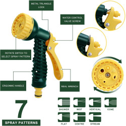 HERZO Tuyau d'arrosage Extensible Tuyau magique expansible flexible avec pistolet d'arrosage multifonctionnel à 7 réglages (15m)