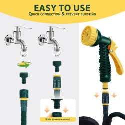 HERZO Tuyau d'arrosage Extensible Tuyau magique expansible flexible avec pistolet d'arrosage multifonctionnel à 7 réglages (15m)
