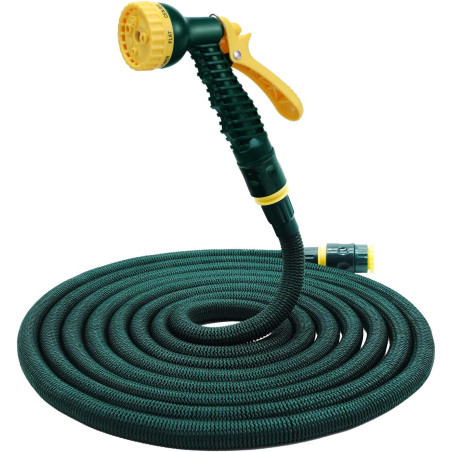 HERZO Tuyau d'arrosage Extensible Tuyau magique expansible flexible avec pistolet d'arrosage multifonctionnel à 7 réglages (7.5m