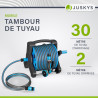 Juskys enrouleur de tuyau avec 30 m + 2 m de tuyau et pommeau multifonction - enrouleur de tuyau mobile avec support mural, buse