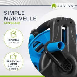 Juskys enrouleur de tuyau avec 30 m + 2 m de tuyau et pommeau multifonction - enrouleur de tuyau mobile avec support mural, buse