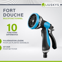 Juskys enrouleur de tuyau avec 30 m + 2 m de tuyau et pommeau multifonction - enrouleur de tuyau mobile avec support mural, buse