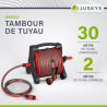 Juskys enrouleur de tuyau avec 30 m + 2 m de tuyau et pommeau multifonction - enrouleur de tuyau mobile avec support mural, buse