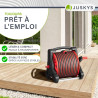 Juskys enrouleur de tuyau avec 30 m + 2 m de tuyau et pommeau multifonction - enrouleur de tuyau mobile avec support mural, buse
