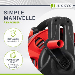 Juskys enrouleur de tuyau avec 30 m + 2 m de tuyau et pommeau multifonction - enrouleur de tuyau mobile avec support mural, buse