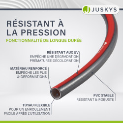 Juskys enrouleur de tuyau avec 30 m + 2 m de tuyau et pommeau multifonction - enrouleur de tuyau mobile avec support mural, buse