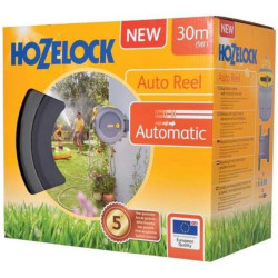 HOZELOCK - Enrouleur de Tuyau Mural Auto Reel 30 M : Facile d'Installation, Dévidoir Prêt à l'Emploi avec Lance, Raccords, Tuyau