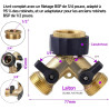 OHAYORI Robinet Double Machine a Laver, 2-Voies Y-Distributeur, Adaptateur Tuyau Arrosage en Laiton de 3/4"&1/2", Raccord en Y a