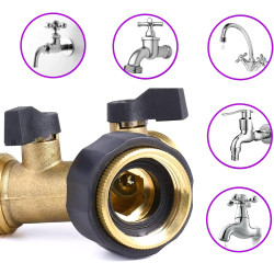 OHAYORI Robinet Double Machine a Laver, 2-Voies Y-Distributeur, Adaptateur Tuyau Arrosage en Laiton de 3/4"&1/2", Raccord en Y a