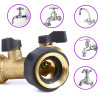 OHAYORI Robinet Double Machine a Laver, 2-Voies Y-Distributeur, Adaptateur Tuyau Arrosage en Laiton de 3/4"&1/2", Raccord en Y a