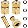 OHAYORI 4pcs Raccord Tuyau d'arrosage Ensemble en Laiton, 2 1/2"（13mm） Tuyau Rapides Raccord & 1 * Adaptateur de Robinet, pour l