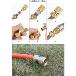 OHAYORI 4pcs Raccord Tuyau d'arrosage Ensemble en Laiton, 2 1/2"（13mm） Tuyau Rapides Raccord & 1 * Adaptateur de Robinet, pour l