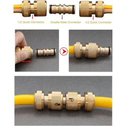OHAYORI 4pcs Raccord Tuyau d'arrosage Ensemble en Laiton, 2 1/2"（13mm） Tuyau Rapides Raccord & 1 * Adaptateur de Robinet, pour l