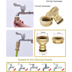 OHAYORI 4pcs Raccord Tuyau d'arrosage Ensemble en Laiton, 2 1/2"（13mm） Tuyau Rapides Raccord & 1 * Adaptateur de Robinet, pour l