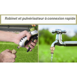 OHAYORI 4pcs Raccord Tuyau d'arrosage Ensemble en Laiton, 2 1/2"（13mm） Tuyau Rapides Raccord & 1 * Adaptateur de Robinet, pour l