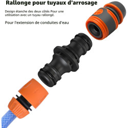 Couplage, 4 pièces 1/2" raccord tuyau d'arrosage - Pièce de raccordement pour une connexion sûre des tuyaux, connexion de deux t