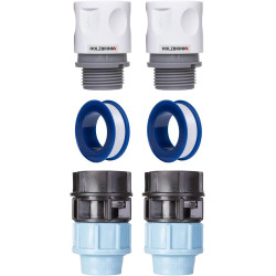 HOLZBRINK Kit de Raccordement de Tuyau LDPE 20mm pour Robinets : Raccord Rapide, Connecteur PE, Bande de Téflon