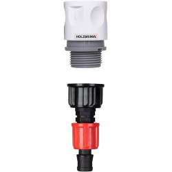 HOLZBRINK Kit de raccordement de tuyau 16mm pour robinets : 1x Raccord rapide 20mm, 1x Connecteur TT 20mm à 16mm