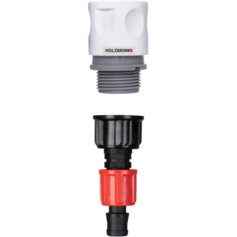 HOLZBRINK Kit de raccordement de tuyau 16mm pour robinets : 1x Raccord rapide 20mm, 1x Connecteur TT 20mm à 16mm