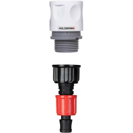 HOLZBRINK Kit de raccordement de tuyau 16mm pour robinets : 1x Raccord rapide 20mm, 1x Connecteur TT 20mm à 16mm