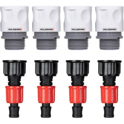 HOLZBRINK Kit de raccordement de tuyau 16mm pour robinets : 4x Raccord rapide 20mm, 4x Connecteur TT 20mm à 16mm