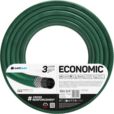 CELLFAST Tuyau Arrosage 3 Couches Flexible Fil De Qualité Supérieure Résistant Aux UV 3 4 Pouces 50 Mètres Economic, Vert