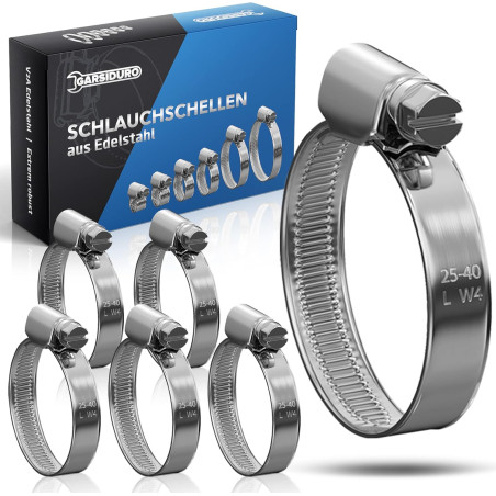 10 colliers de serrage metallique inox 25-40mm – colliers serrage professionnels en acier inoxydable V2A pour tuyau d'arrosage, 