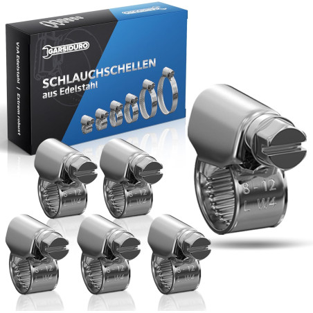 12 colliers de serrage metallique inox 8-12mm – colliers serrage professionnels en acier inoxydable V2A pour tuyau d’arrosage, v