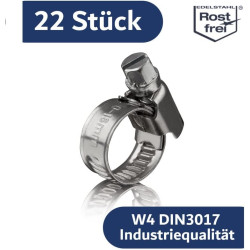 22 colliers de serrage metallique inox 10-16mm – colliers serrage professionnels en acier inoxydable V2A pour tuyau d’arrosage, 