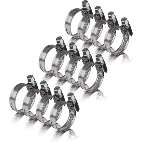12 colliers de serrage metallique inox 16-27mm – colliers serrage professionnels en acier inoxydable V2A pour machine à laver, l