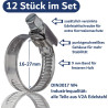12 colliers de serrage metallique inox 16-27mm – colliers serrage professionnels en acier inoxydable V2A pour machine à laver, l