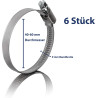 6 colliers de serrage metallique inox 40-60mm – colliers serrage professionnels en acier inoxydable V2A pour tuyau d'échappement