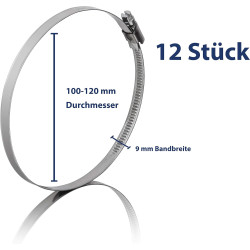 2 colliers de serrage metallique inox 100-120mm – colliers serrage professionnels en acier inoxydable V2A pour sèche-linge, tuya