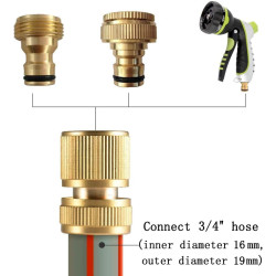 Raccord d'Arrosage 19 mm (3/4") en Laiton, Rapide Raccord Connecteurs pour Tuyau d’arrosage dans Le Jardin(2PACK)